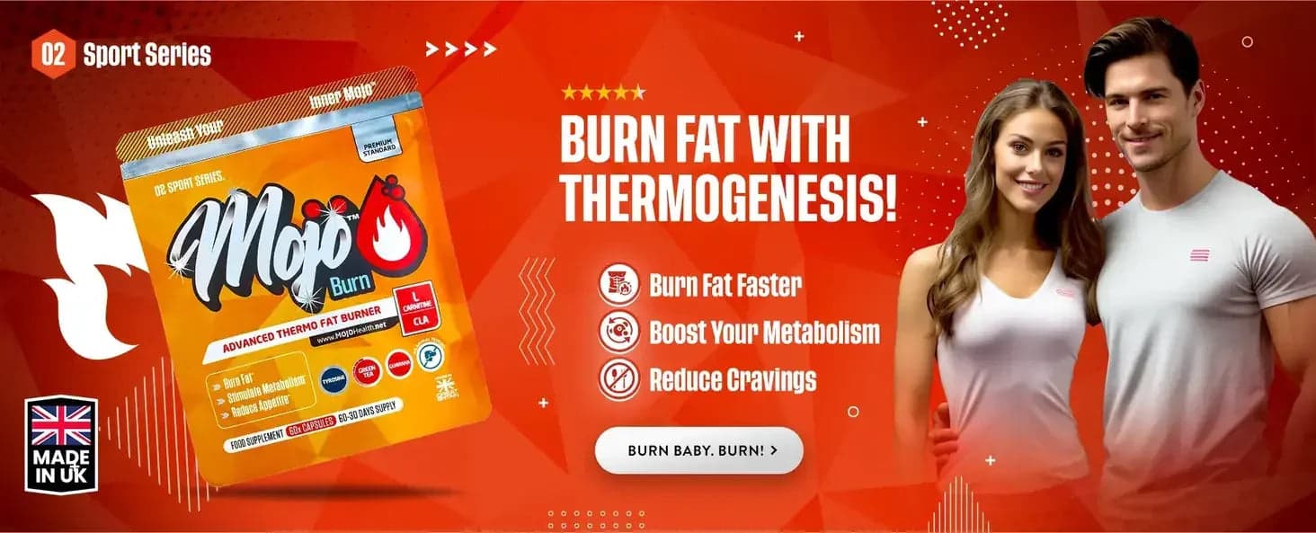 Mojo Burn 고급 서모 지방 버너 — 열량 발생으로 지방 태우기: 더 빠른 지방 감소, 신진대사 촉진, 식욕 억제. 불타올라!