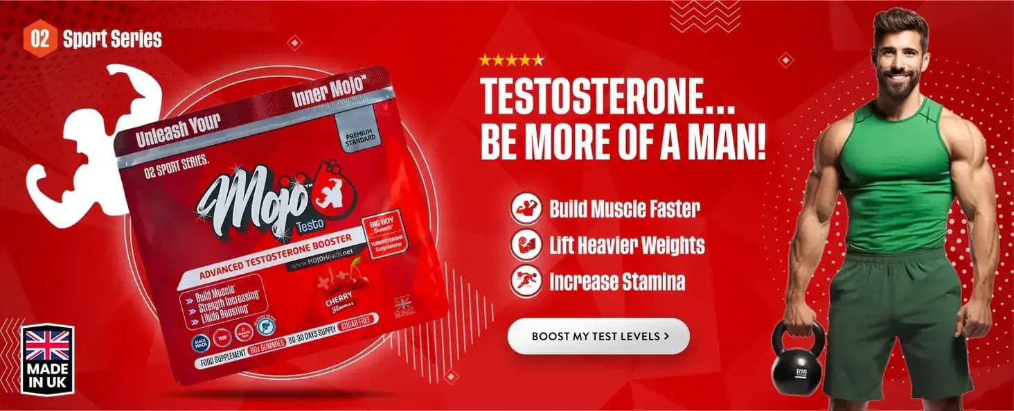 Mojo Testo 고급 테스토스테론 부스터 — 테스토스테론… 더 강한 남자가 되세요: 더 빠른 근육 형성, 더 무거운 무게 들기, 지구력 증가. 테스트 수치를 높여보세요.
