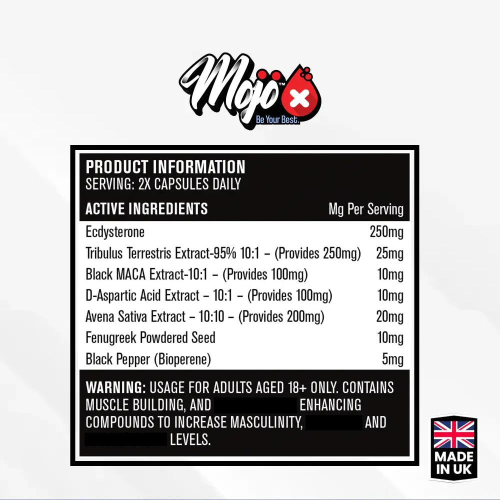MOJO supplement facts label